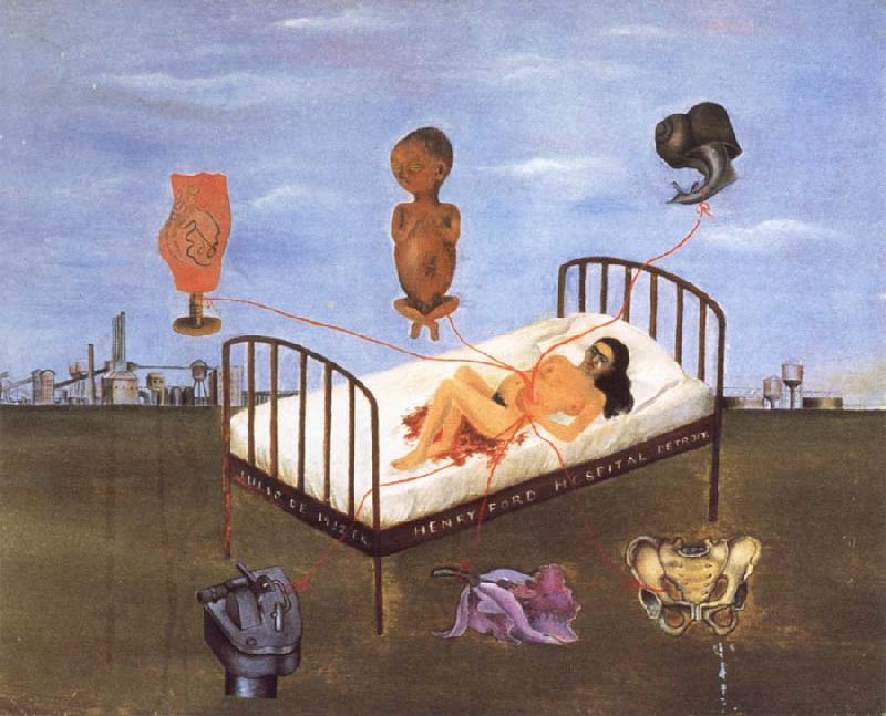 Frida Kahlo Henry Ford Hospital portrays Frida Kahlo-s Loss of he second pregnancy. oil painting image